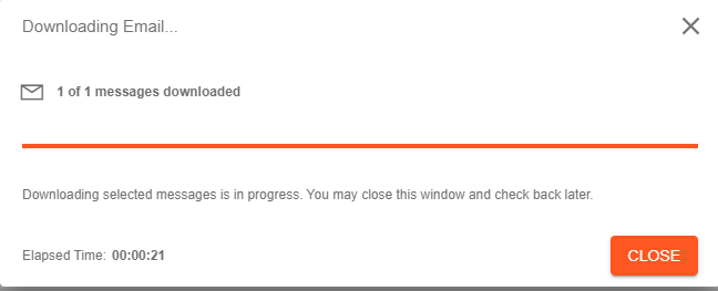 A screenshot showing the email download progress