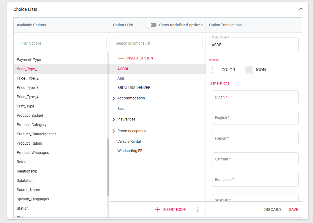A screenshot showing the new options when editing Choice Lists