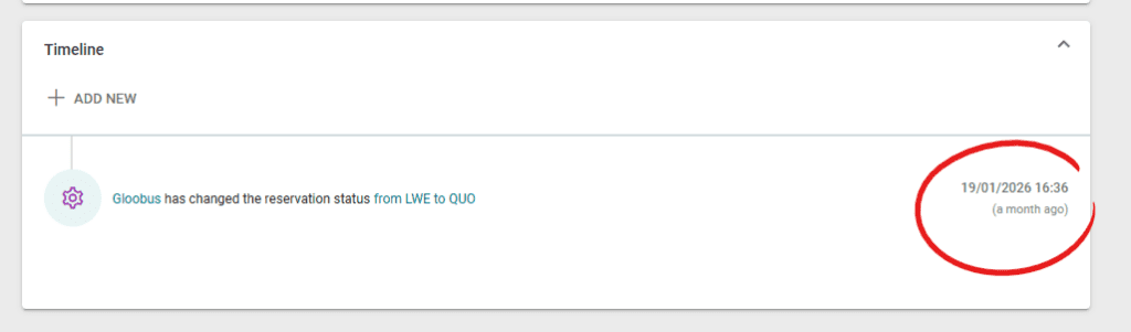 A screenshot showing the new date and time display in the timeline section