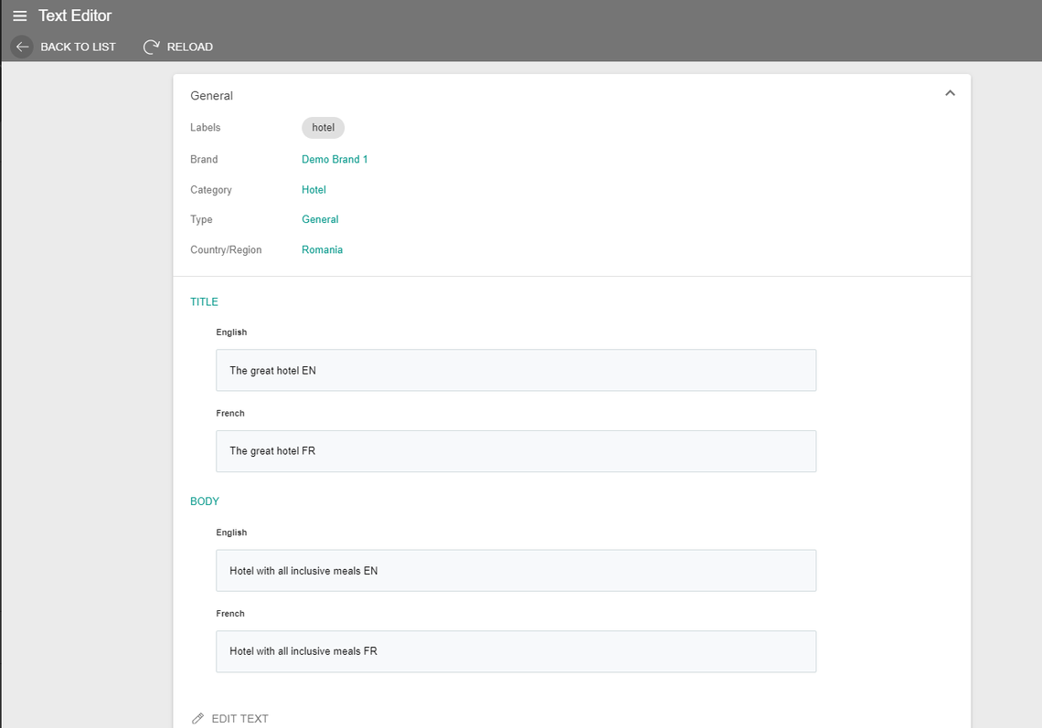 A screenshot showing the text editor 