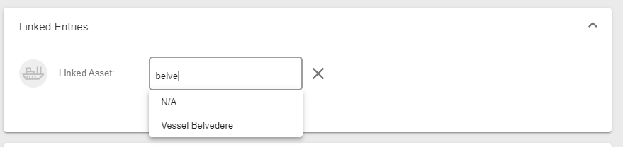 A screenshot showing the linked entries to a product and the search bar