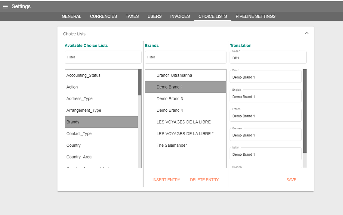 A screenshot showing the brand settings in the system settings