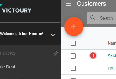 A screenshot showing the customer matching button in the customer list