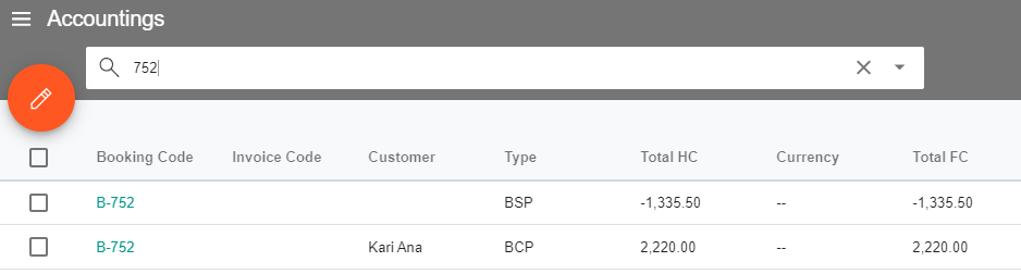 A screenshot showing two payment entries in the accounting tab