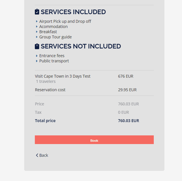 A screenshot with the trip breakdown