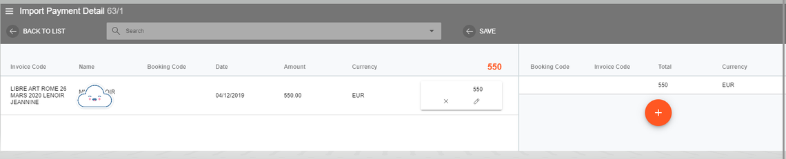 A screenshot showing how to edit the amount of a new payment line