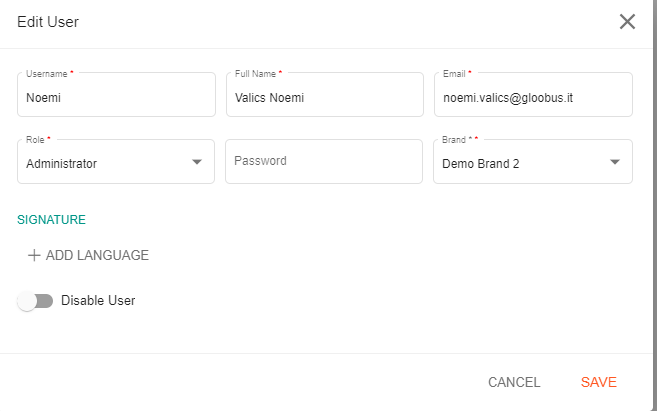 A screenshot showing a window in which a user is edited