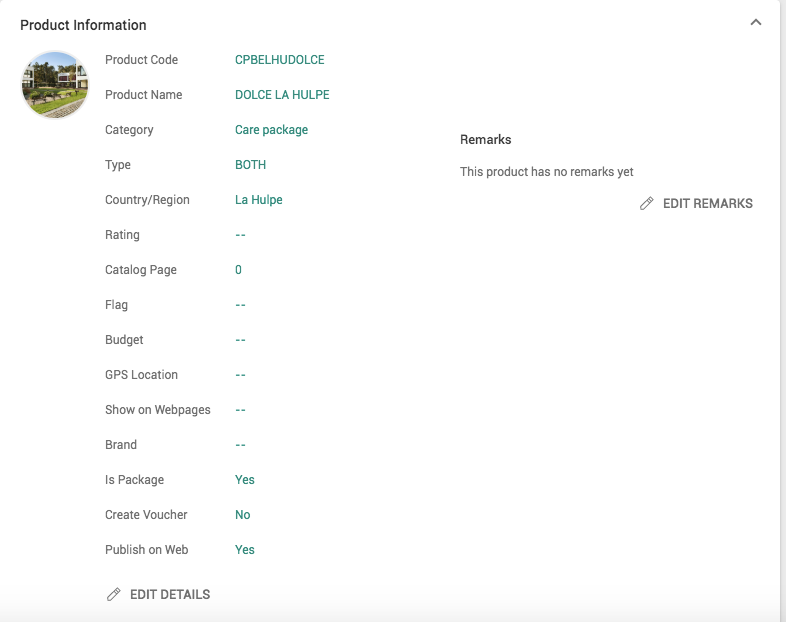 A screenshot showing the general details of a new product in Victoury