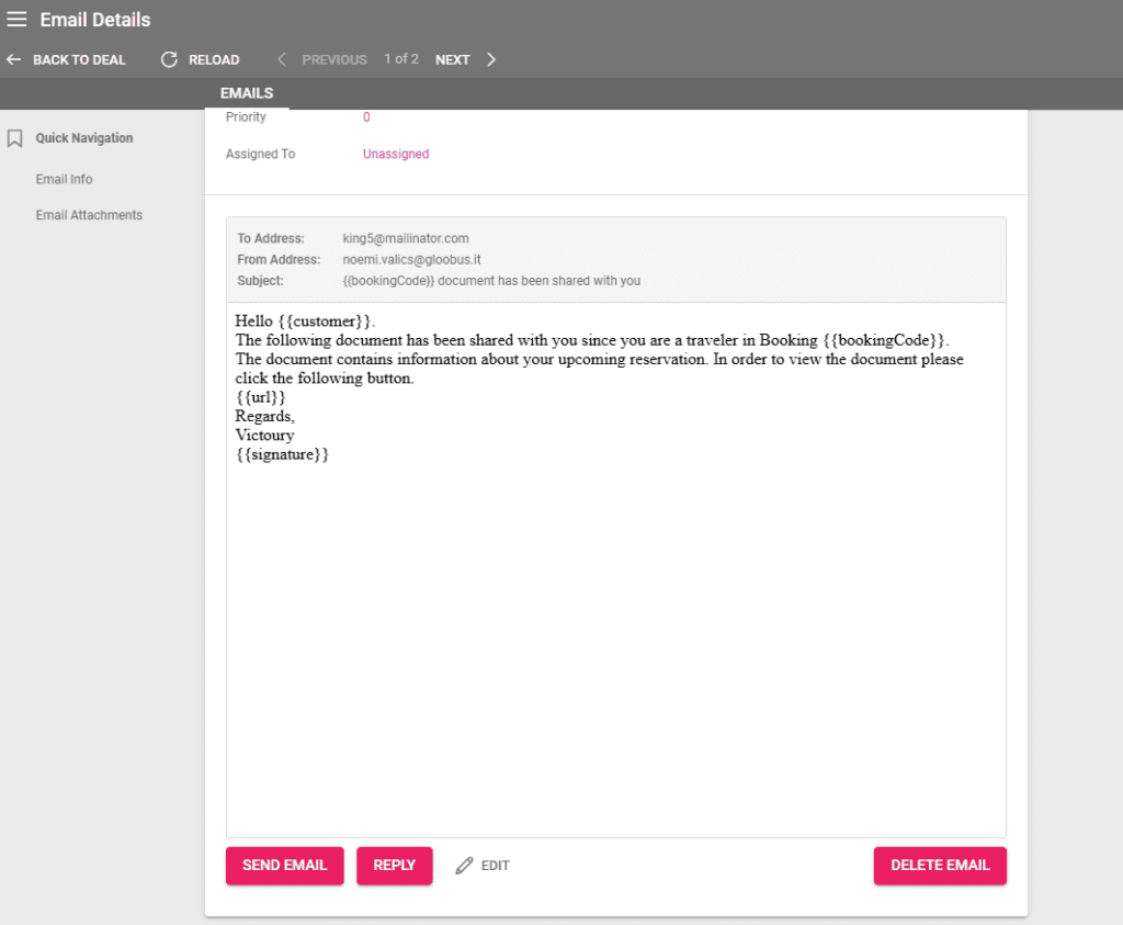 A screenshot showing the new email save feature 