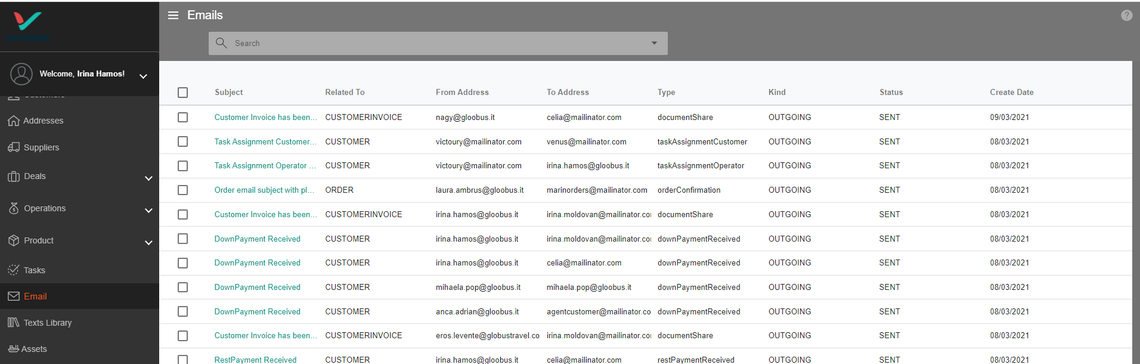A screenshot showing emails related to tasks and their status