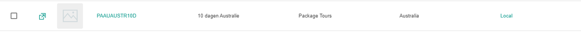 A screenshot showing the newly created trip product entry in the product list