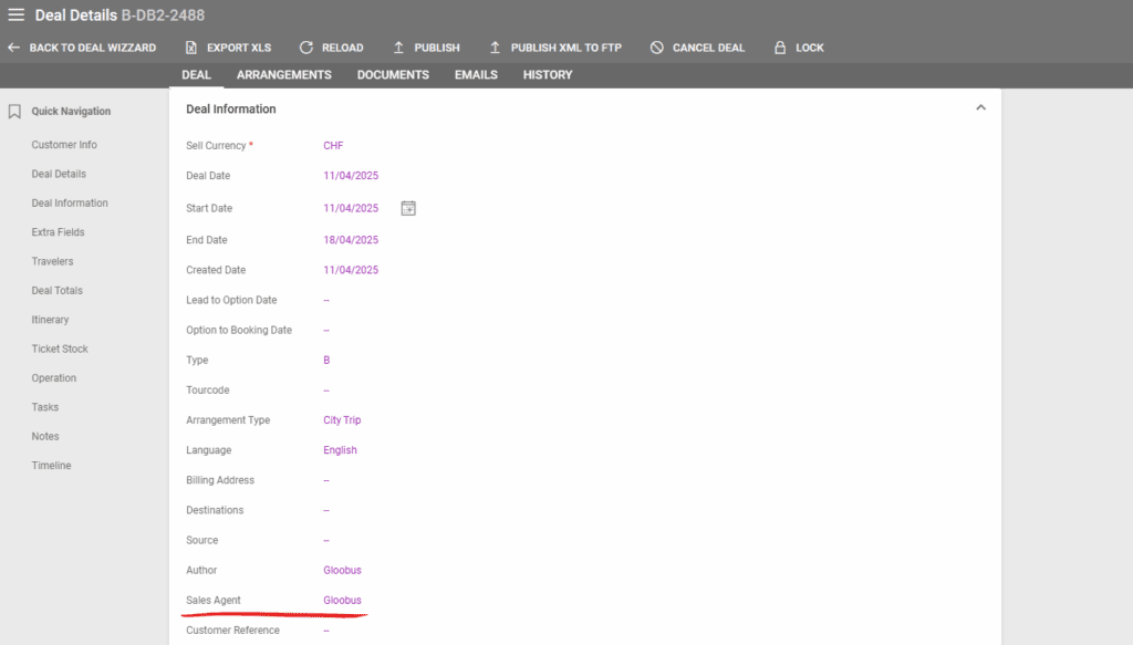 A screenshot showing the Sales Agent field filled out automatically when creating a deal