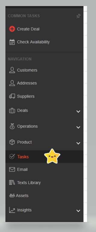 A screenshot showing the task tab in the Victoury menu